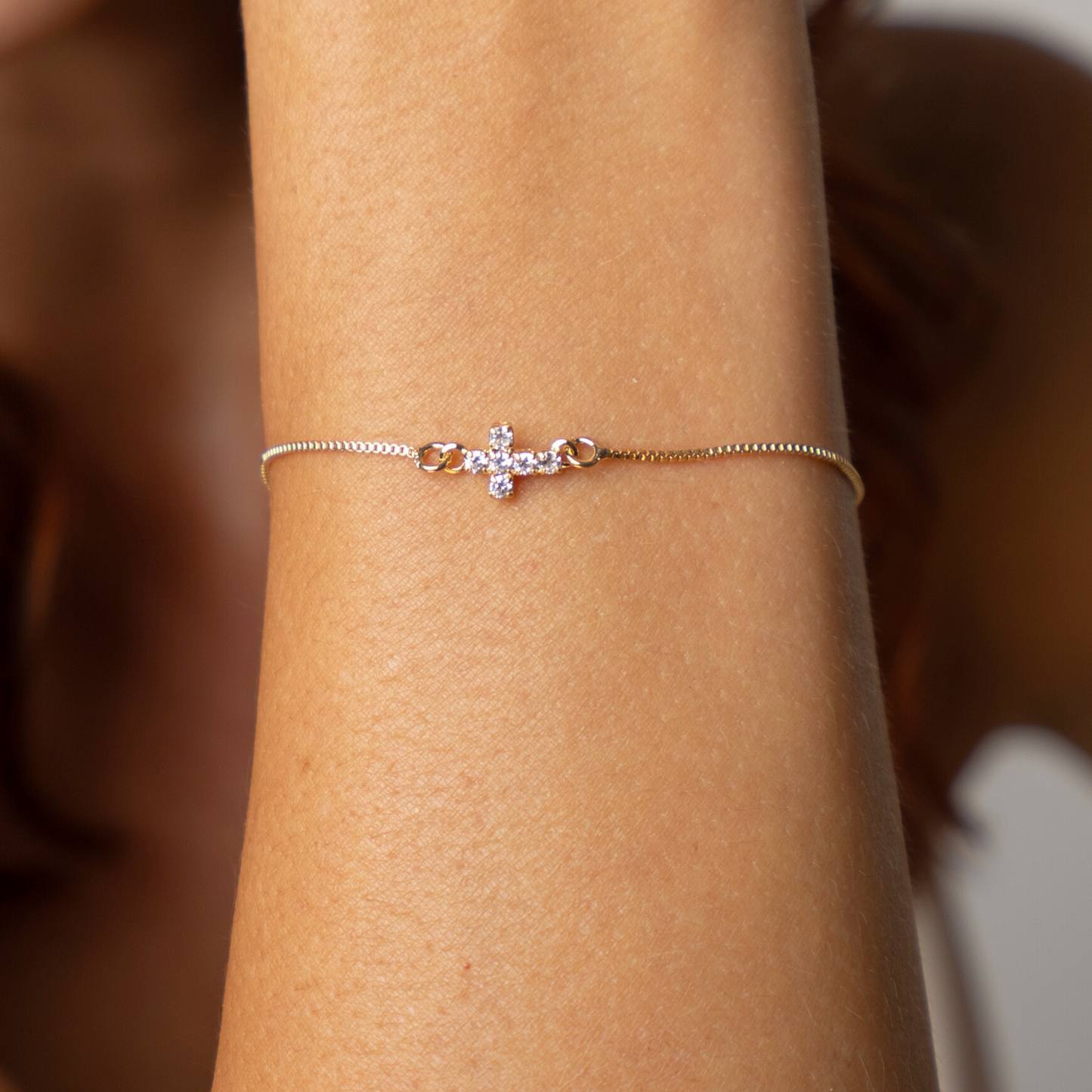Mini Cross with Cubic Zirconias - Bracelet