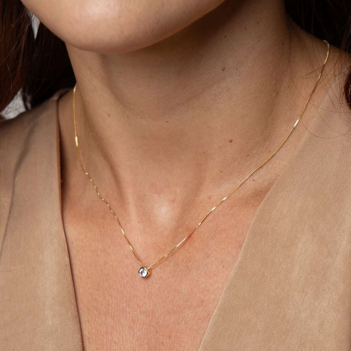Crystal Pendent Necklace - Gold Filled 18k