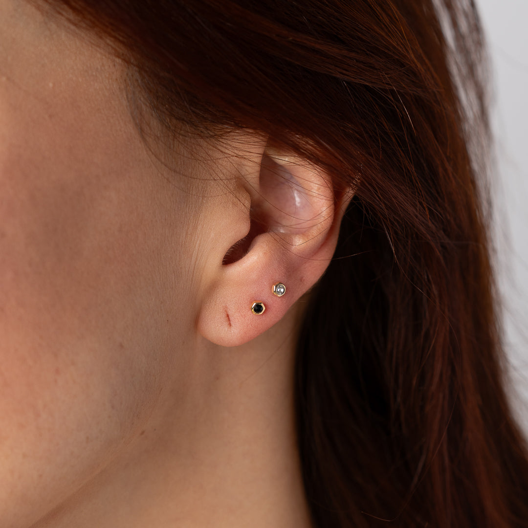 Amara Flat Back Earrings - Black and Clear