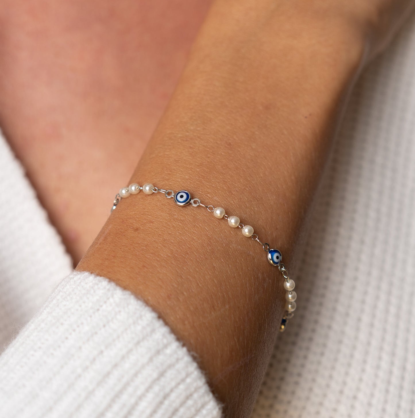 Kat Evil Eye Bracelet - White Rhodium