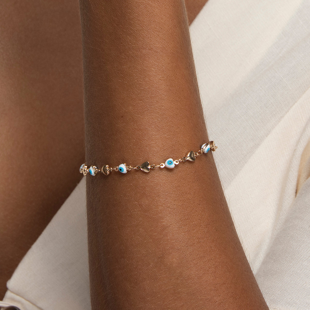 Summer Evil Eye and Hearts Bracelet