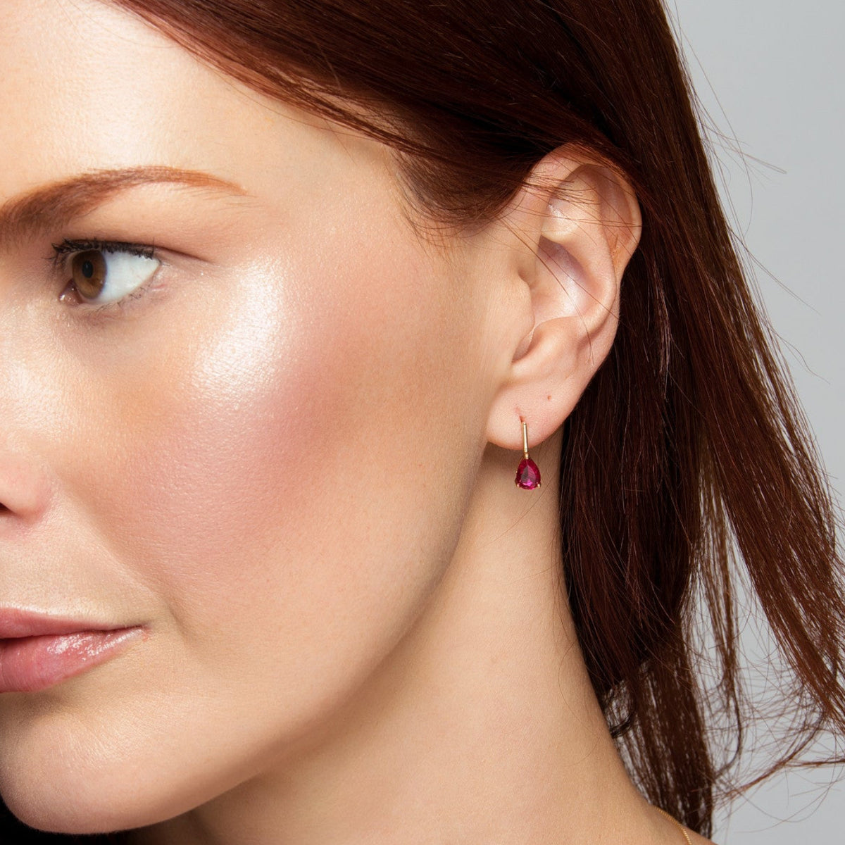 Petra Earrings – Gold Filled with Red Stone