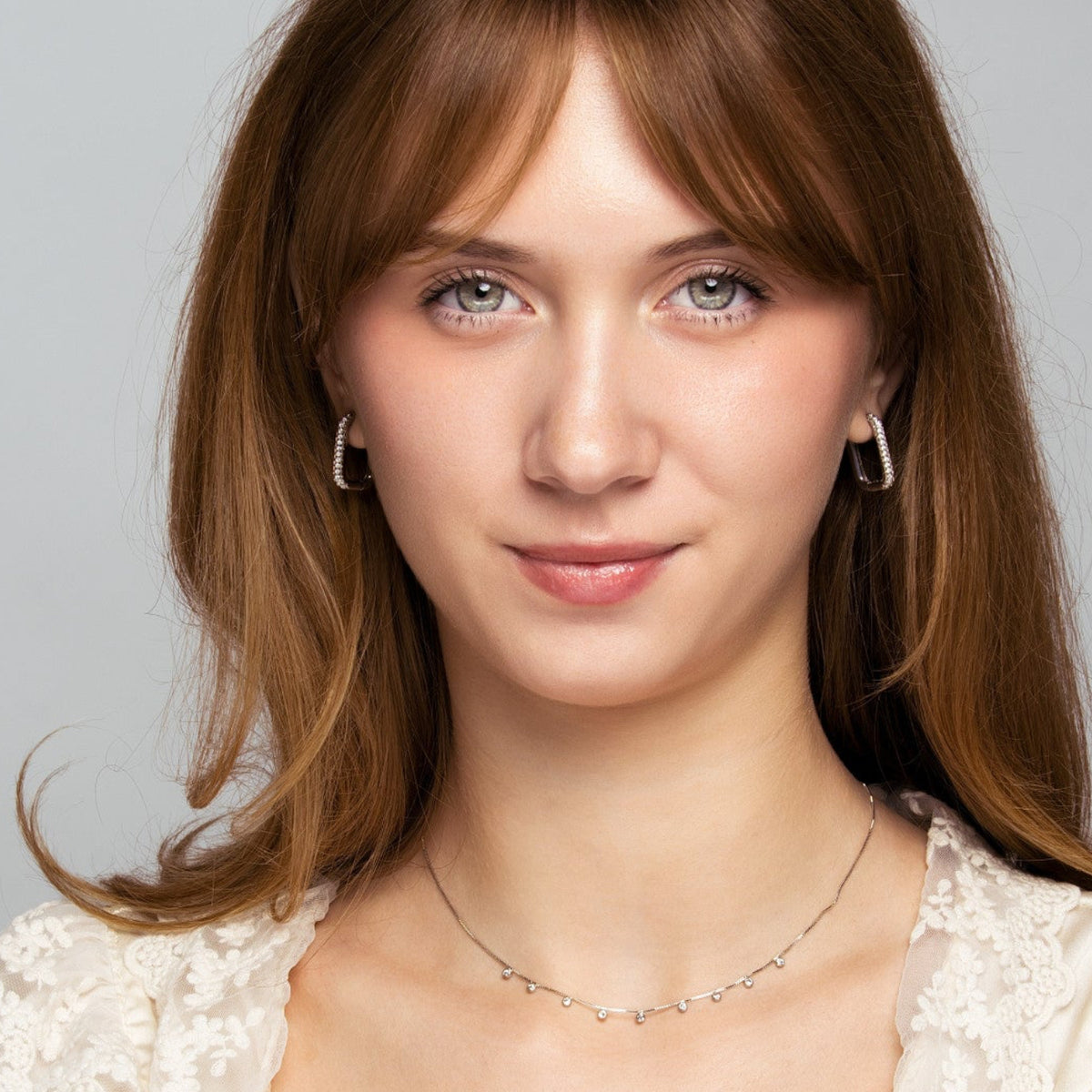 Blossom Hoops - White Rhodium