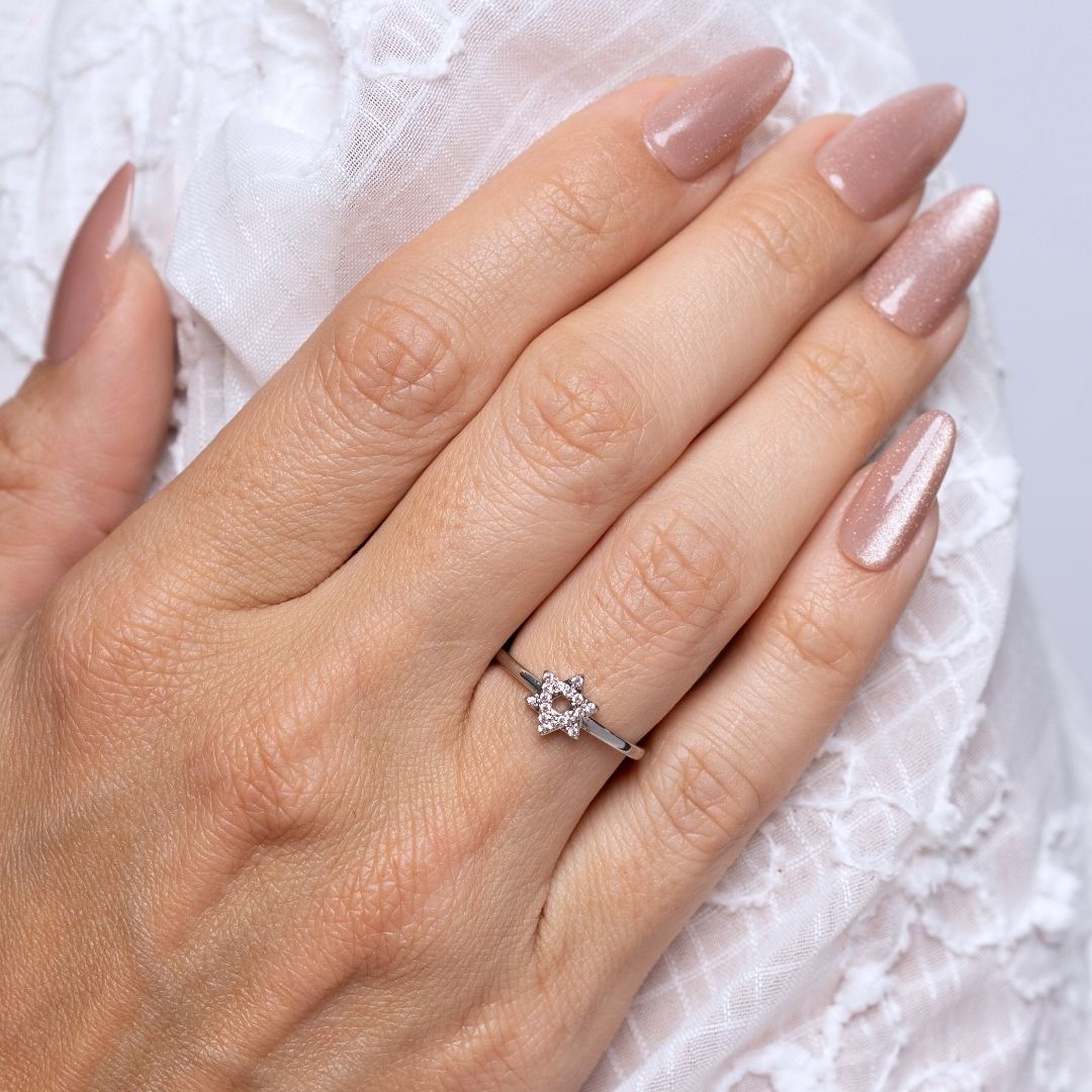 Leah David Star Ring - White Rhodium
