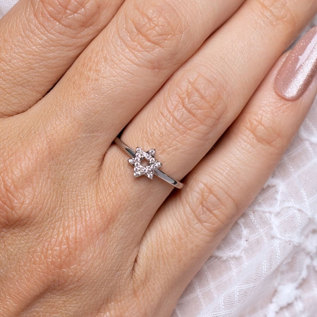 Leah David Star Ring - White Rhodium
