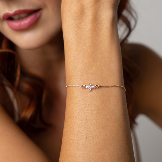 Mini Cross with Cubic Zirconias - Bracelet