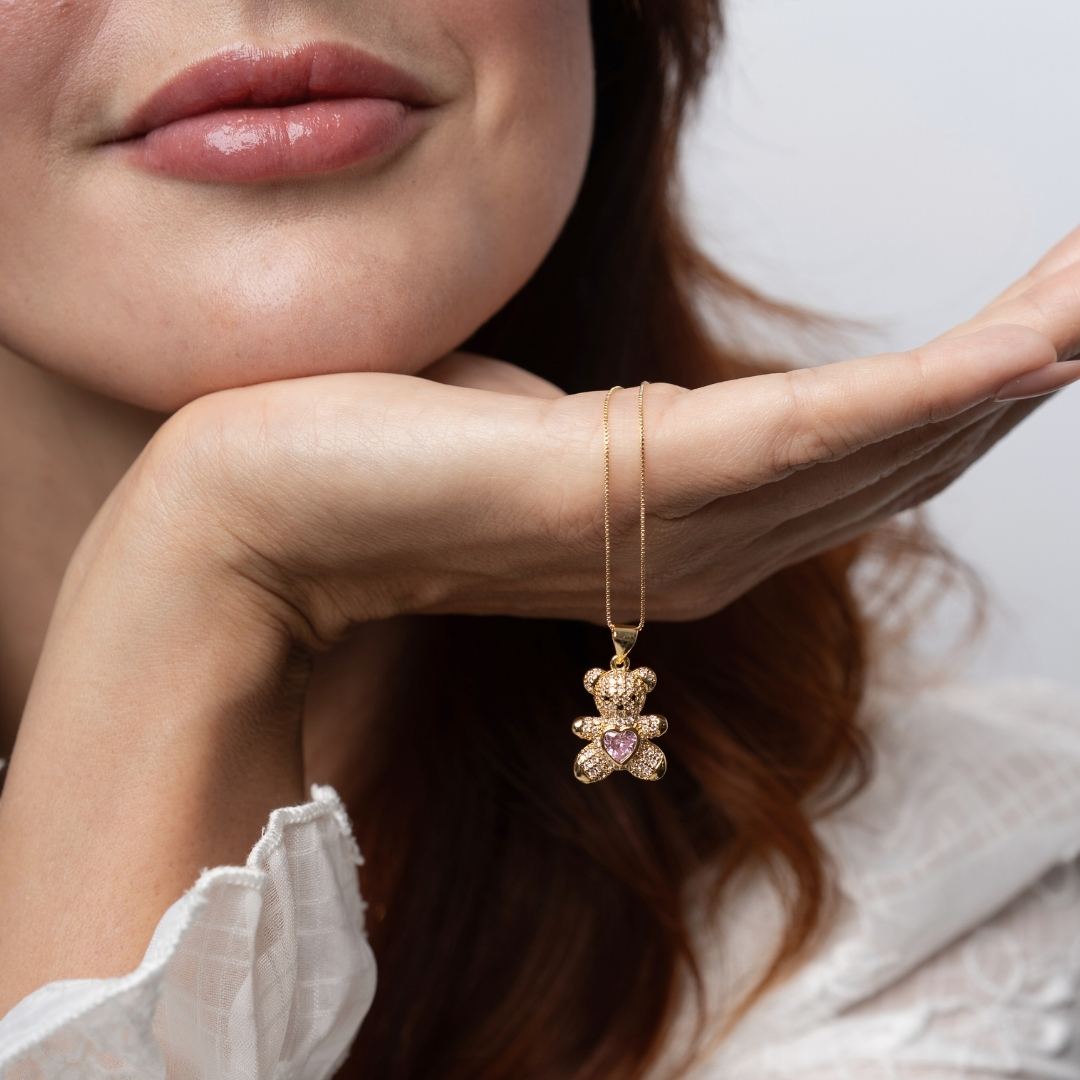 Teddy Bear Crystals Necklace