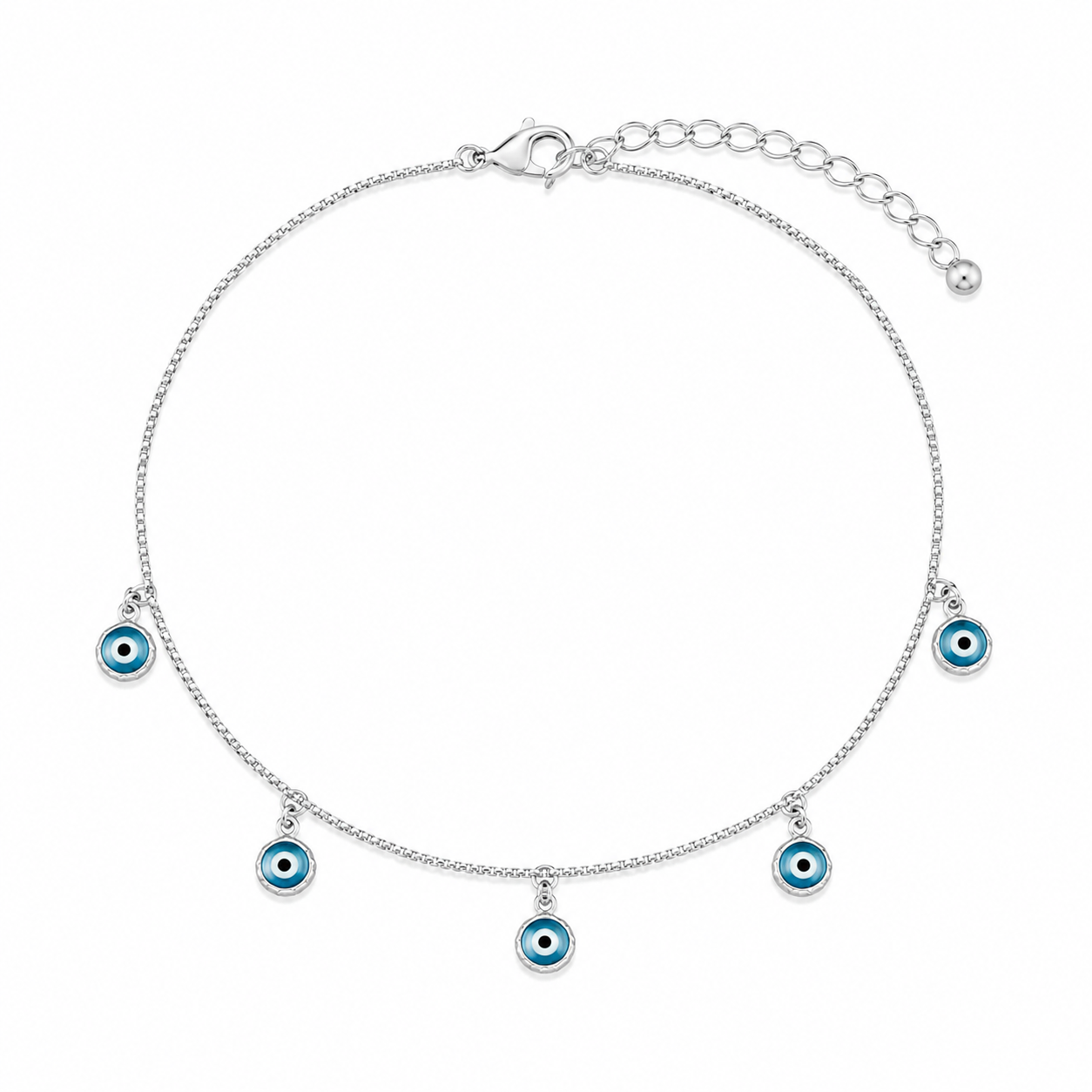 Alina Evil Eye Anklet - White Rhodium