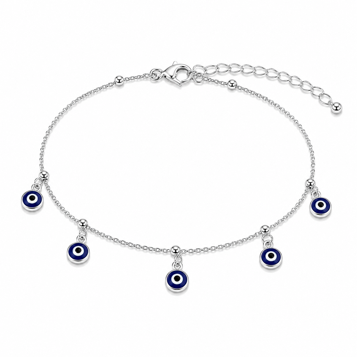 Alina Evil Eye Bracelet - Dark Blue - White Rhodium
