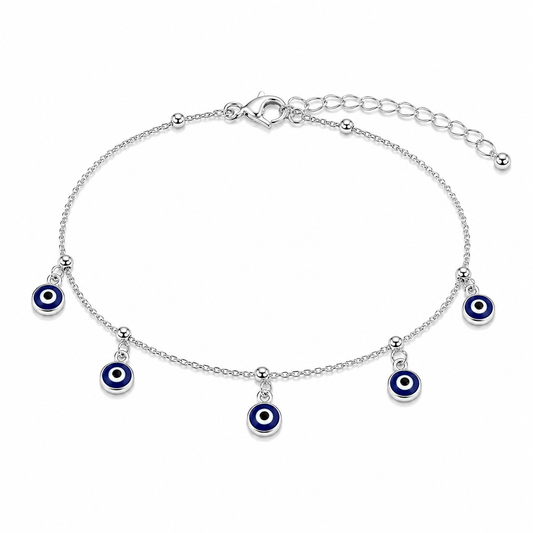 Alina Evil Eye Bracelet - Dark Blue - White Rhodium