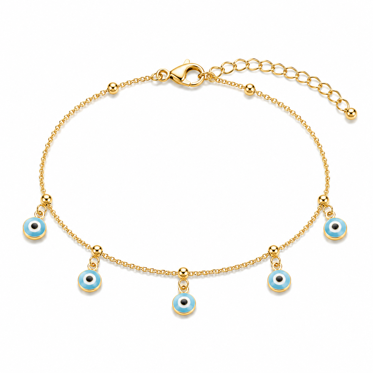 Alina Evil Eye Bracelet - Light Blue - Gold
