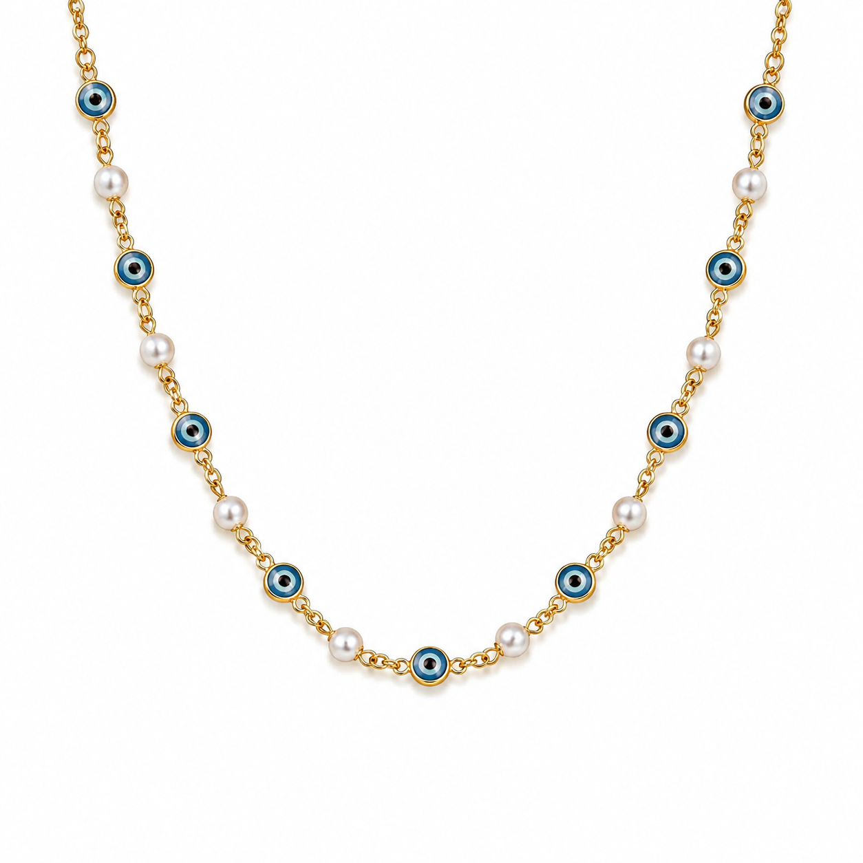 Aylla Evil Eye and Pearls Choker