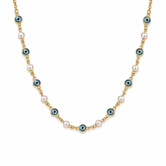 Aylla Evil Eye and Pearls Choker