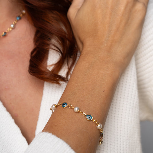 Aylla Evil Eye and Pearls Bracelet
