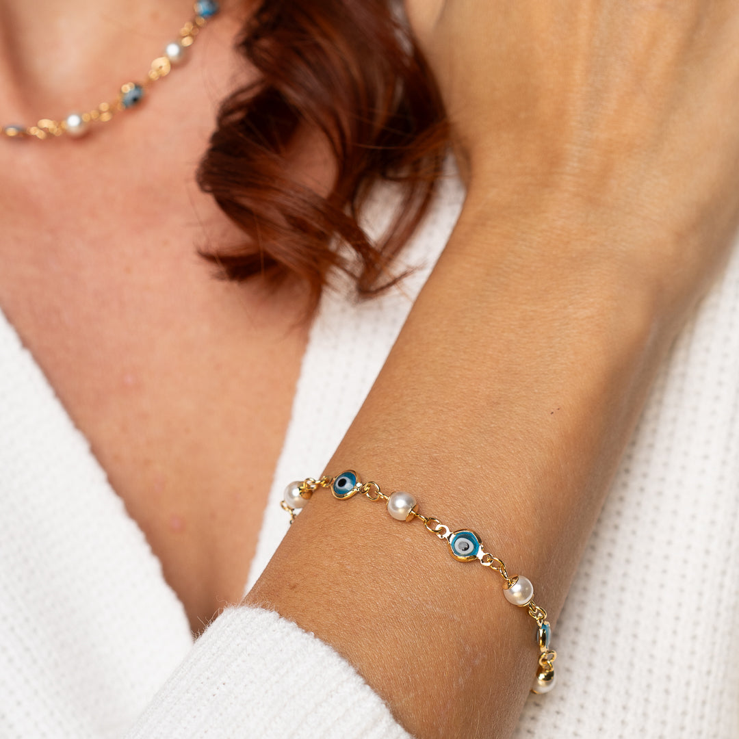 Aylla Evil Eye and Pearls Bracelet