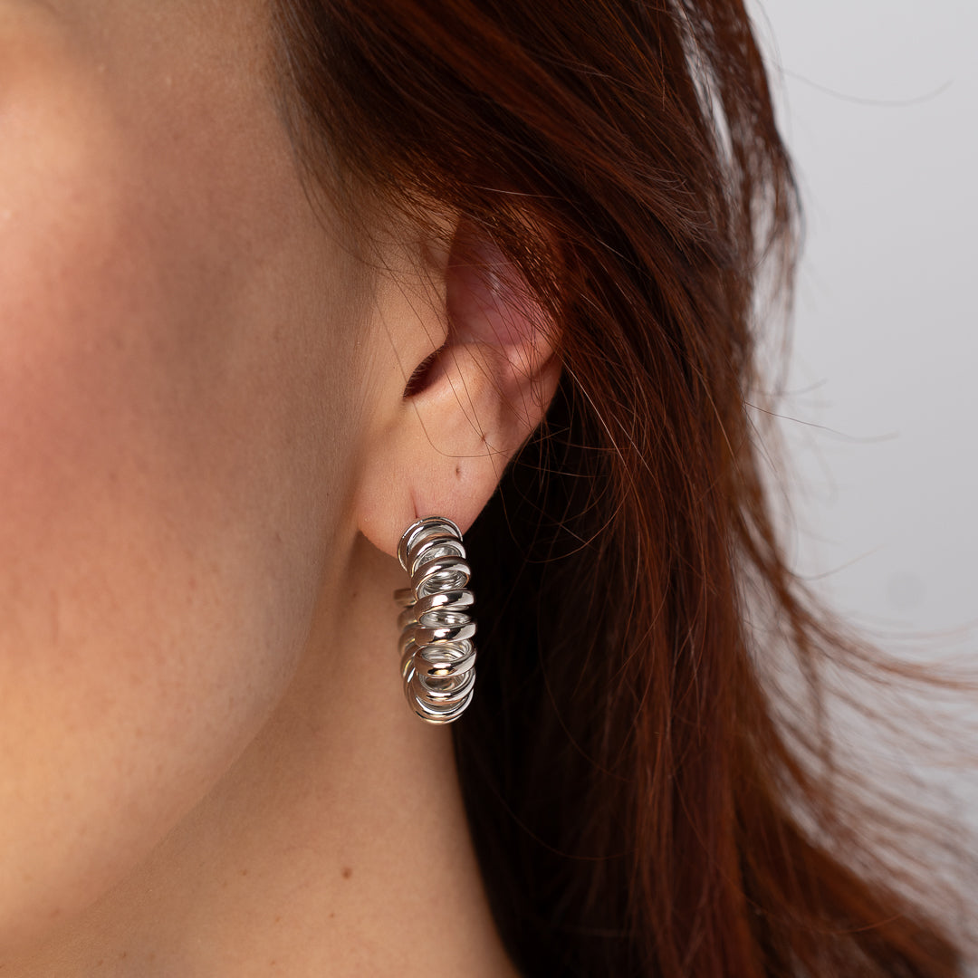 Spiral Hoops - White Rhodium