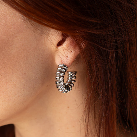 Spiral Hoops - White Rhodium