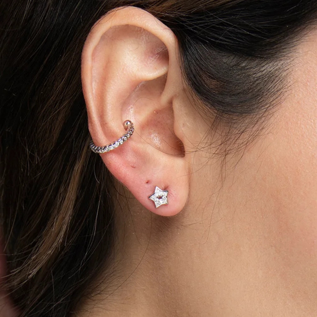Ear Cuff Super Dainty White Rhodium