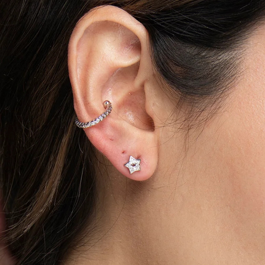Ear Cuff Super Dainty White Rhodium