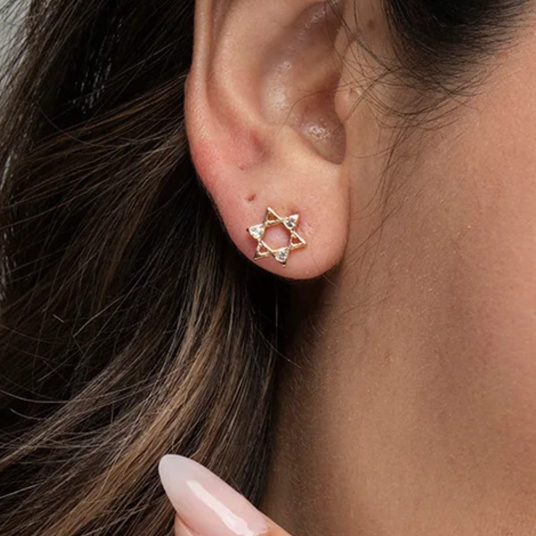 David Star Earrings - Gold