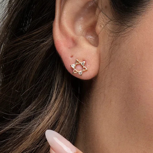 David Star Earrings - Gold