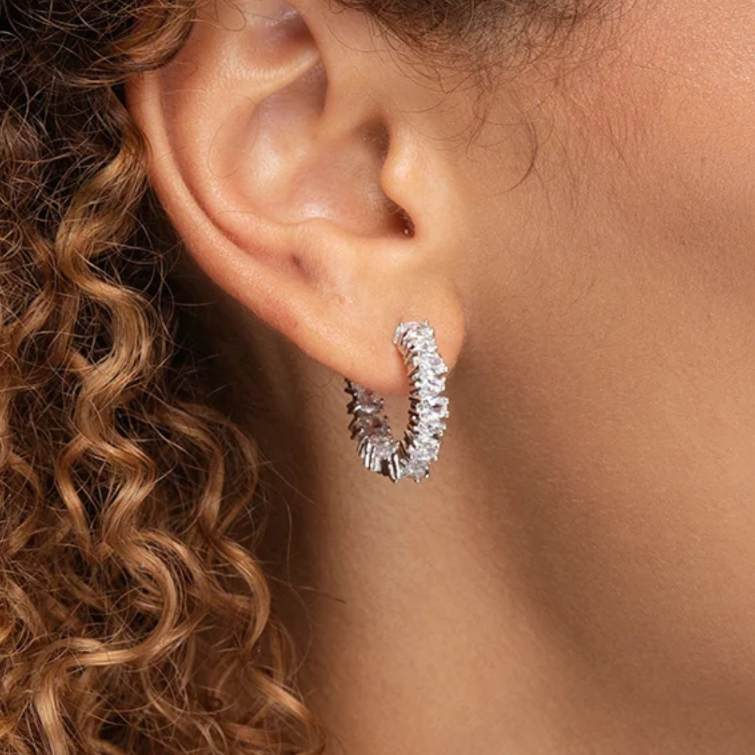 Daphne Hoops - White Rhodium