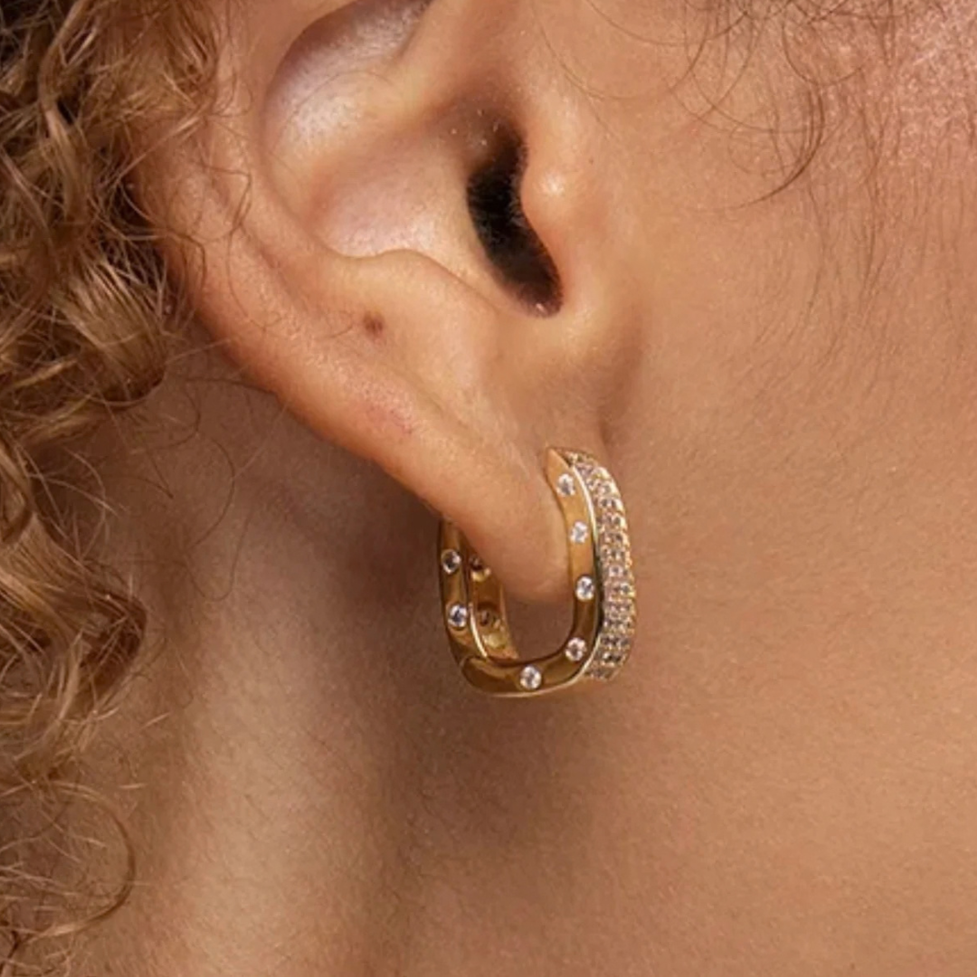 Francesca Square Hoops - Gold Filled