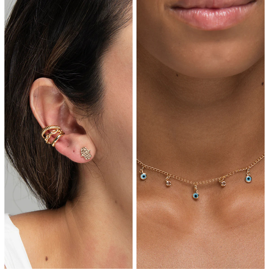 Ear Cuff Triple + Ava Evil Eye Choker