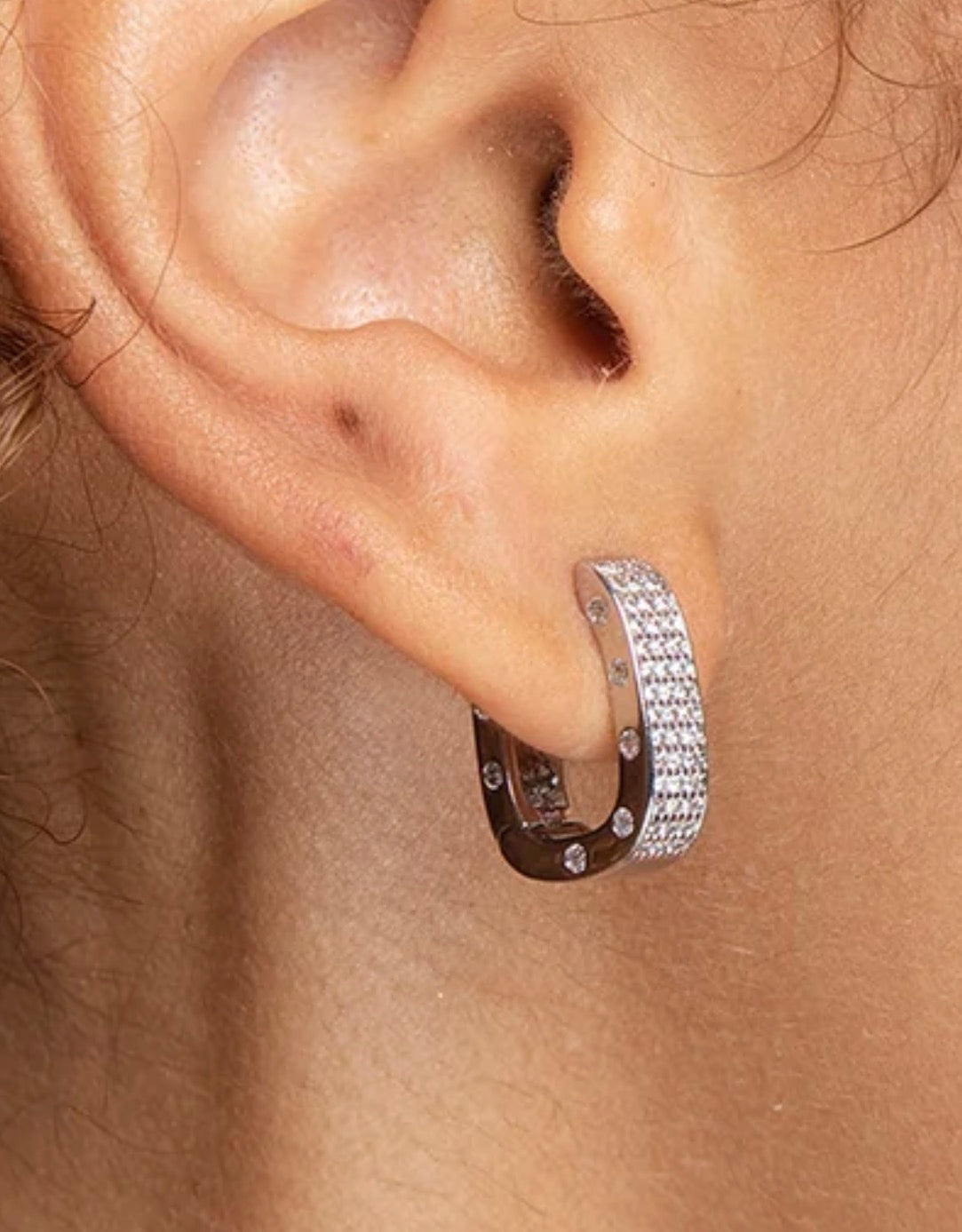 Francesca Square Hoops - White Rhodium