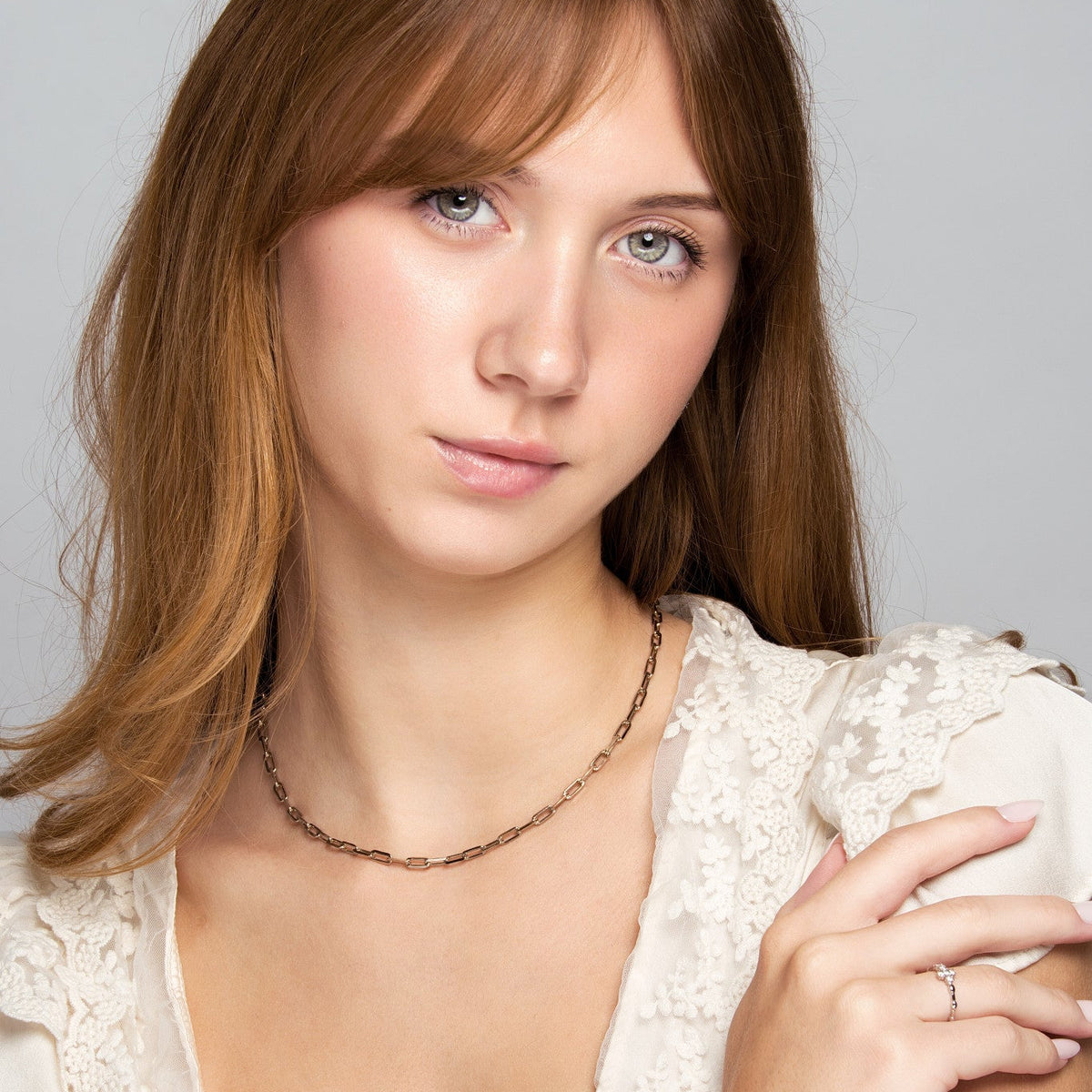 Paperclip Choker - Medium White Rhodium