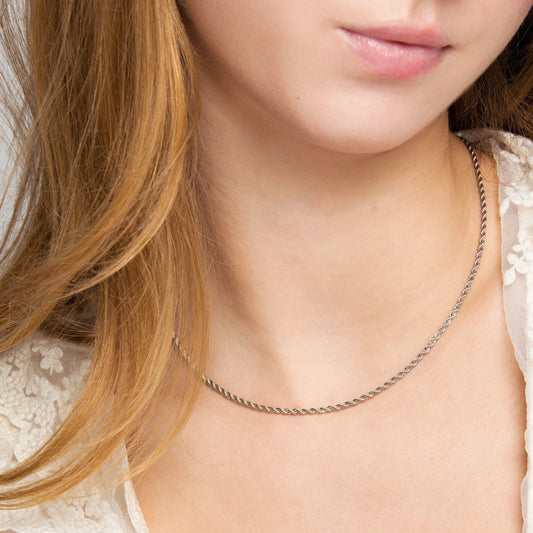 Rope Choker Small - White Rhodium