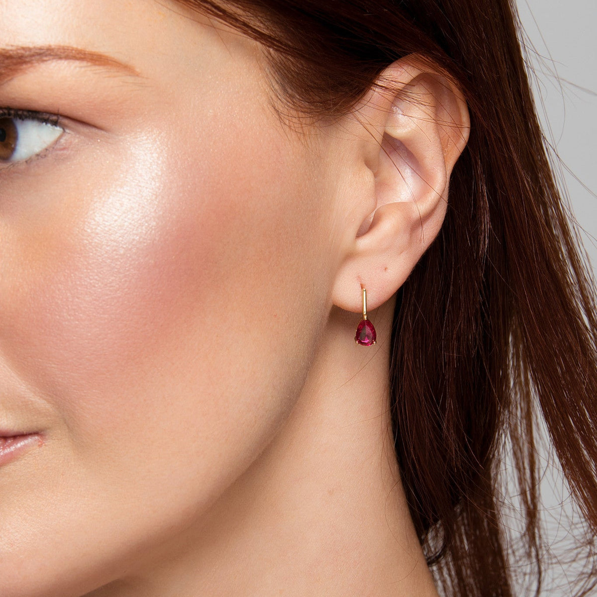 Petra Earrings – Gold Filled with Red Stone