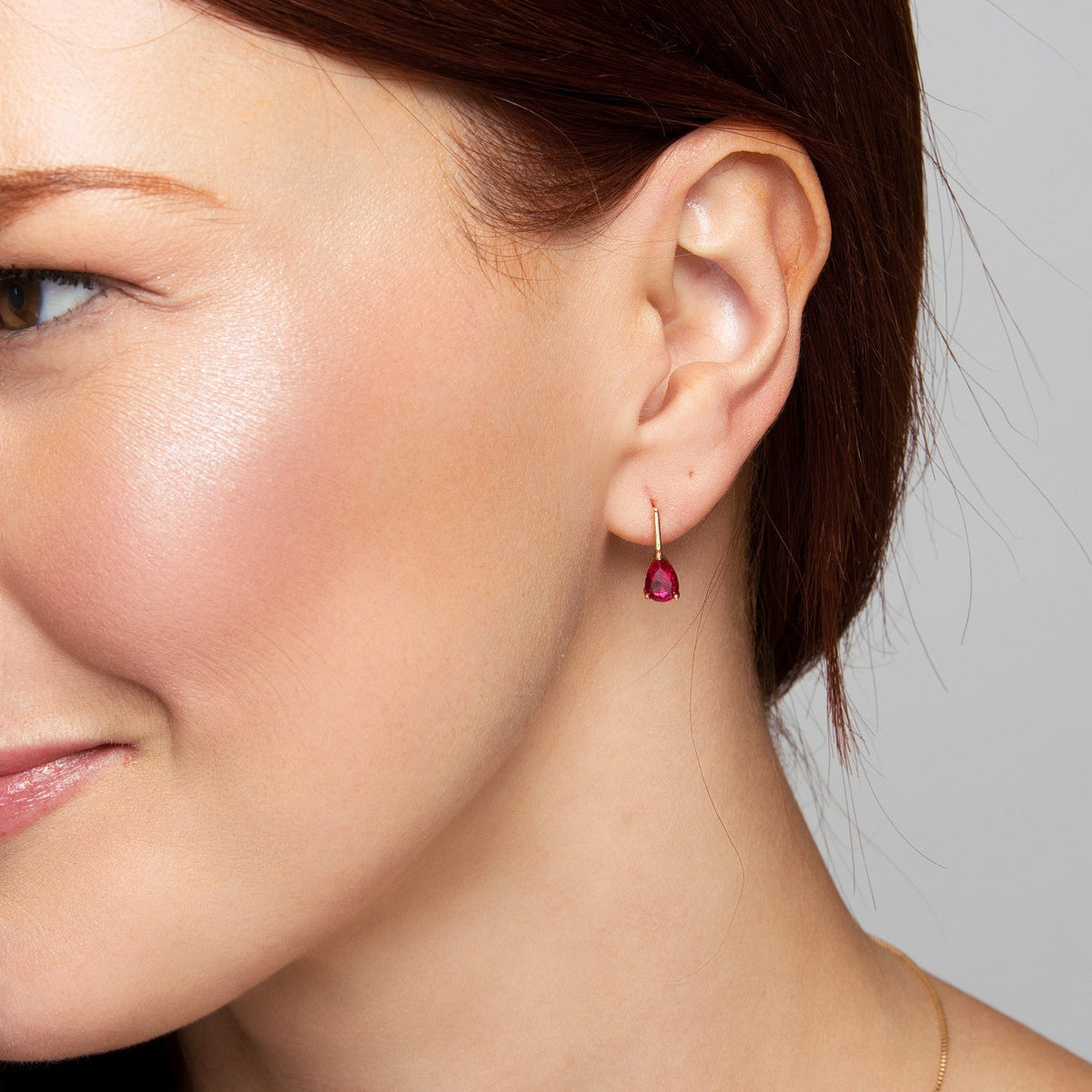 Petra Earrings – Gold Filled with Red Stone