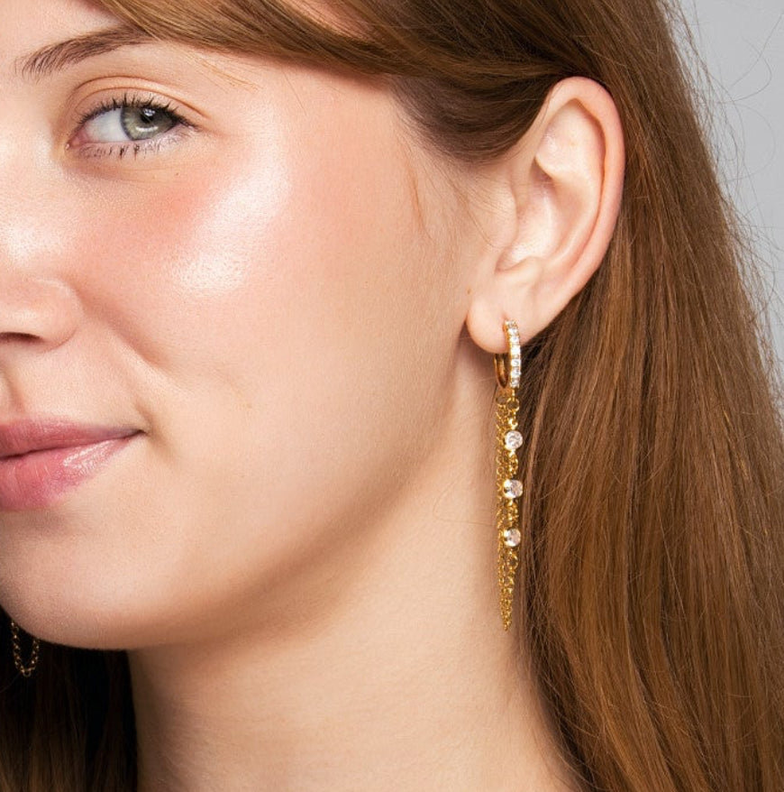 Riley Earrings - 18K Gold Filled with Cubic Zirconias