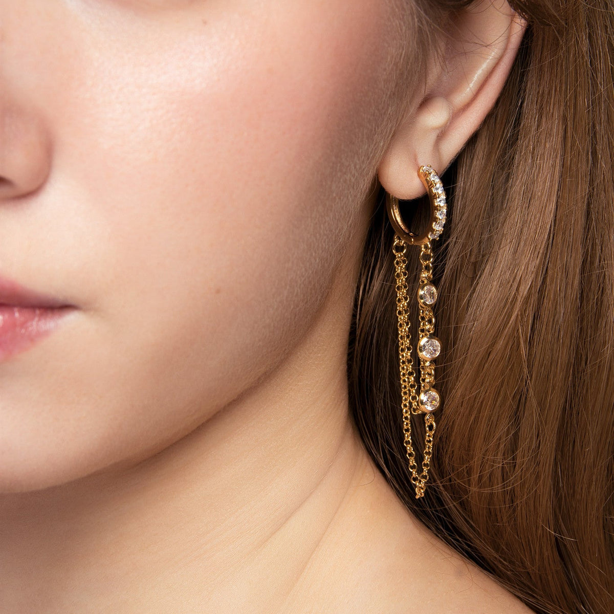 Riley Earrings - 18K Gold Filled with Cubic Zirconias
