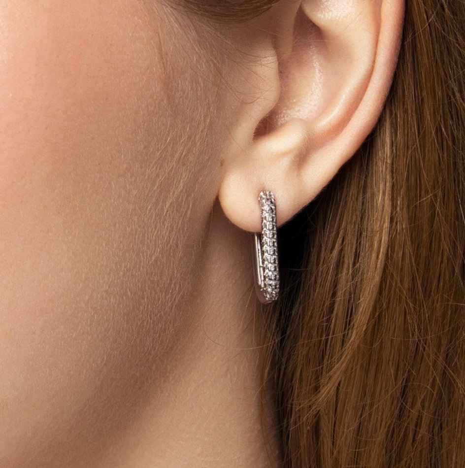 Blossom Hoops - White Rhodium