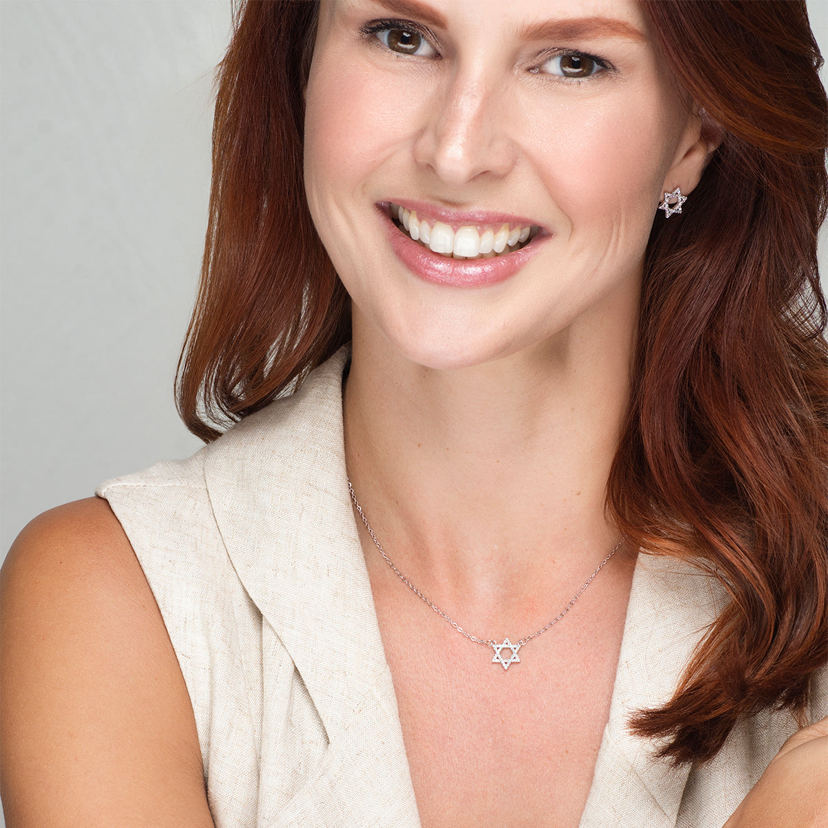 Leah David Star Necklace - White Rhodium