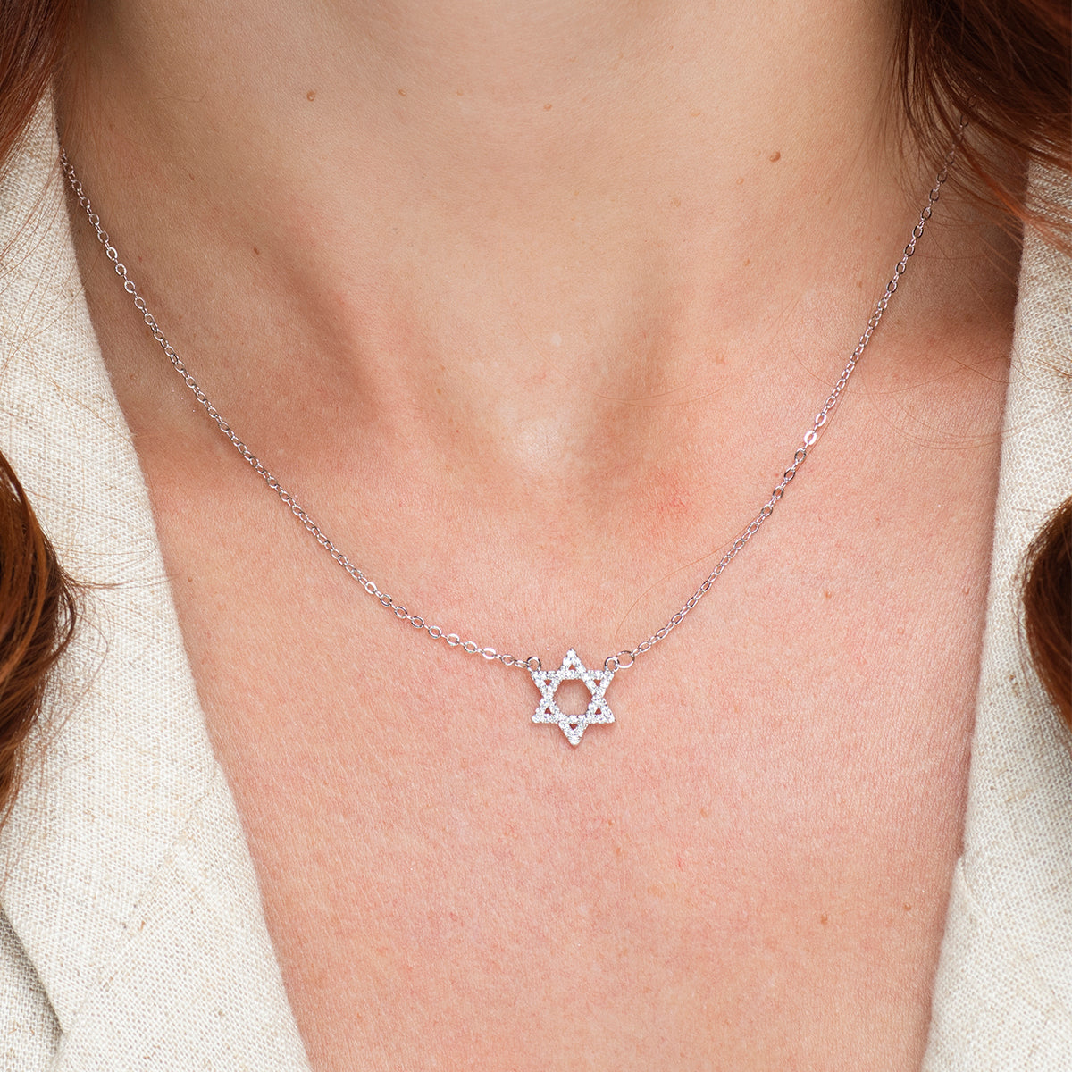Leah David Star Necklace - White Rhodium